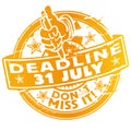 Rubber Stamp deadline July 31th Royalty Free Stock Photo