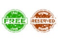 Rubber stamp free and reserved, red and green Royalty Free Stock Photo