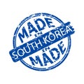 Rubber stamp label, production in south korea, sign asian quality