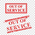 Out of Service, 2 style streak red rubber stamp Royalty Free Stock Photo