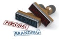 Rubber stamp with personal branding word