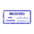 Rubber stamp for post office, received with data and signature