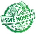 Rubber stamp save money in dollar
