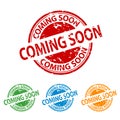 Rubber Stamp Seal - Coming Soon - Colorful Vector Set Royalty Free Stock Photo