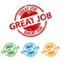 Rubber Stamp Seal - Great Job - Colorful Vector Illustration