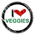 Rubber stamp with the text I love veggies