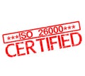Rubber stamp with text iso 26000 certified