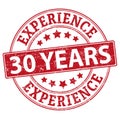 30 years experience rubber stamp vector illustration isolated on white background Royalty Free Stock Photo