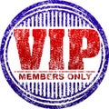 Rubber stamp Vip. Members only. In red and blue colors.