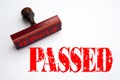 Rubber stamp with the word PASSED