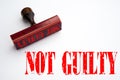 Rubber stamp with the words NOT GUILTY Royalty Free Stock Photo