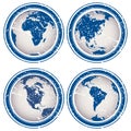 Rubber stamps with Earth globes Royalty Free Stock Photo