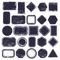 Rubber stamps. Grunge texture labels, retro rubber rectangular and circle frames. Distressed texture stamp vector Royalty Free Stock Photo