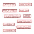 Rubber stamps of rejection and cancelled collection Royalty Free Stock Photo