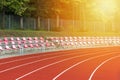 Rubber standard of athletics stadium running track Royalty Free Stock Photo