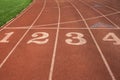 Rubber standard of athletics stadium running track Royalty Free Stock Photo