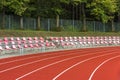 Rubber standard of athletics stadium running track Royalty Free Stock Photo