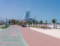 Rubber surface of running track alongside Dubai beach