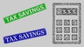 Rubber Tax Savings Stamps and Hatched Dollar Calculator Web Mesh