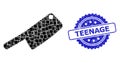 Rubber Teenage Seal and Square Dot Collage Butchery Knife