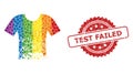 Rubber Test Failed Stamp Seal and Bright Colored Ragged T-Shirt Mosaic