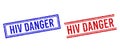 Rubber Textured HIV DANGER Stamps with Double Lines