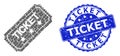 Rubber Ticket Round Stamp and Recursive Ticket Icon Collage