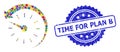 Rubber Time for Plan B Stamp Seal and Colored Mosaic Time Backward Royalty Free Stock Photo