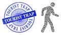 Rubber Tourist Trap Stamp Seal and Triangle Pedestrian Mosaic
