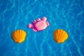 Rubber toys in the swimming pool Royalty Free Stock Photo