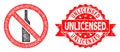Rubber Unlicensed Stamp and Network Forbidden Alcohol Icon