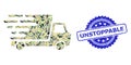 Rubber Unstoppable Seal and Military Camouflage Collage of Delivery Car
