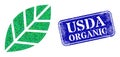 Rubber Usda Organic Watermark and Herbal Leaf Lowpoly Icon