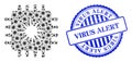 Rubber Virus Alert Badge and Covid Infected Chip Mosaic Icon