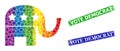 Rubber Vote Democrat Badges and Spectrum Gradient Dotted American Political Elephant Collage