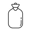 Rubber warmer icon. Linear logo of hot water bag. Black simple illustration of medical bottle. Contour isolated vector image on