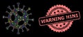 Rubber Warning H1N1 Stamp Seal and Network 2019-Ncov Virus with Glitter Dots