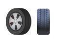 Rubber Car Wheel, Black tyre Vector Isolated Icon