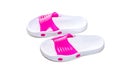 Rubber white and pink pool flip flops