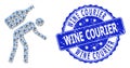 Rubber Wine Courier Round Watermark and Recursion Wine Courier Icon Composition