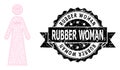 Grunge Rubber Woman Ribbon Seal and Mesh Carcass Happy Woman