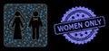 Rubber Women Only Stamp and Bright Web Network Weds Persons with Glare Spots Royalty Free Stock Photo