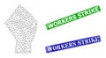 Rubber Workers Strike Badges and Triangle Mesh Fist Icon