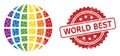 Rubber World Best Stamp and Bright Colored Globe Collage