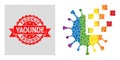 Rubber Yaounde Stamp Seal and Spectrum Dotted Circle Virus Synthesis Mosaic Royalty Free Stock Photo