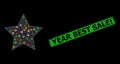 Rubber Year Best Sale! Badge with Net Gold Star Constellation Icon with Colored Flares