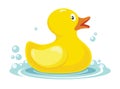 Rubber yellow duck. bath children toy in water