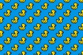 Rubber yellow duck pixel art. Seamless Pattern