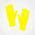 Rubber yellow gloves icon