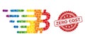 Rubber Zero Cost Stamp and Rainbow Bitcoin Symbol Collage